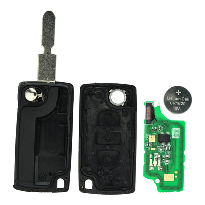 Funk Schlüssel Klappschlüssel 434MHZ ASK +Transponder ID46 PCF7941 +Rohling NE78 3 Tasten kompatibel mit Peugeot 607 05-11 207 CC 07-09