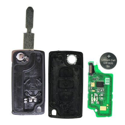 Funk Schlüssel Klappschlüssel 434MHZ ASK +Transponder ID46 PCF7941 +Rohling NE78 3 Tasten kompatibel mit Peugeot 607 05-11 207 CC 07-09