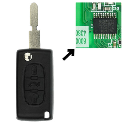 Funk Schlüssel Klappschlüssel 434MHZ ASK +Transponder ID46 PCF7941 +Rohling NE78 3 Tasten kompatibel mit Peugeot 607 05-11 207 CC 07-09