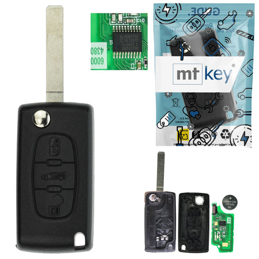Funk Schlüssel Klappschlüssel 434MHZ ASK +Transponder ID46 PCF7941 +Rohling VA2 VA6 3 Tasten kompatibel mit Citroen C4 Coupe Grand Picasso I Peugeot 207 407 206 CC 207 307 CC 207 SW 407 Coupe SW