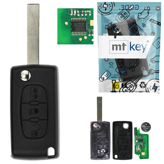 Funk Schlüssel Klappschlüssel 434MHZ FSK +Transponder ID46 PCF7941 +Rohling HU83 3 Tasten kompatibel mit Citroen C4 (Grand) Picasso I 2010-2013 C5 III (Break) 2008-2013 Autoschlüssel