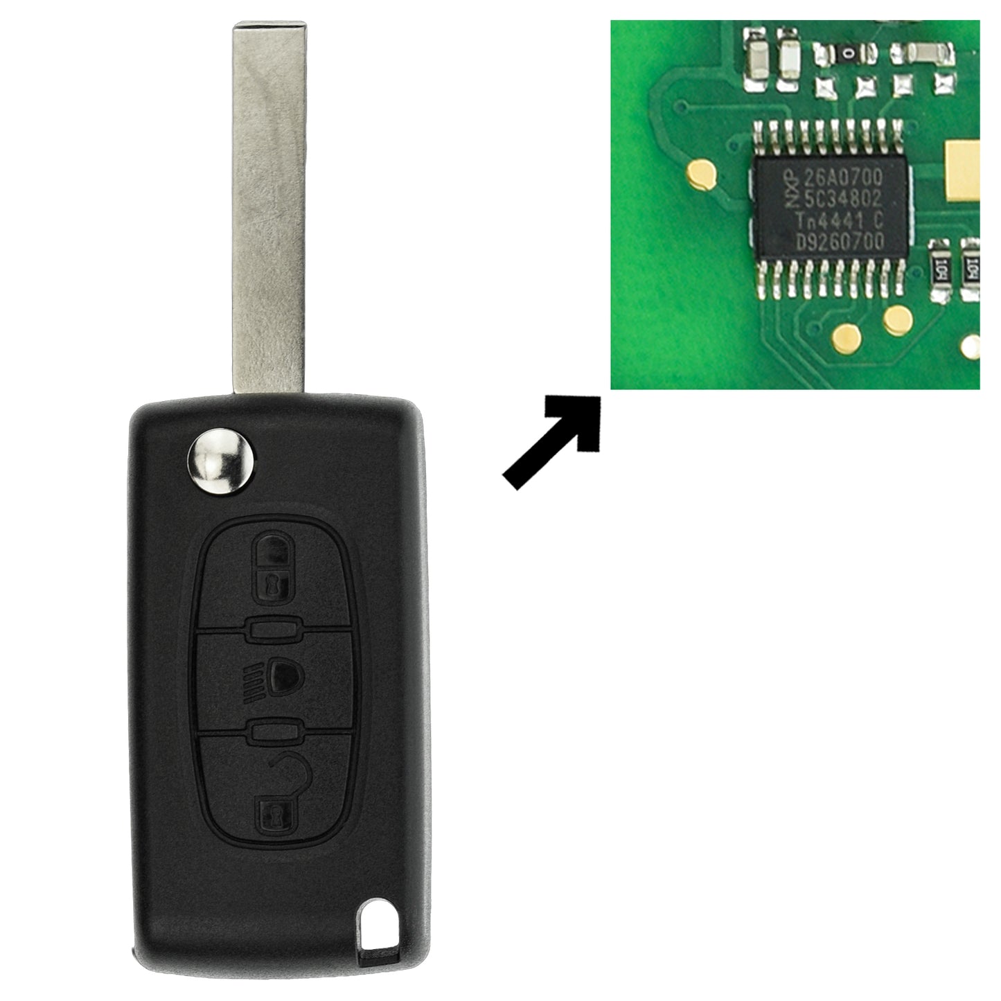 Funk Schlüssel Klappschlüssel 434MHZ FSK +Transponder ID46 PCF7941 +Rohling HU83 3 Tasten kompatibel mit Citroen C4 (Grand) Picasso I 2010-2013 C5 III (Break) 2008-2013 Autoschlüssel