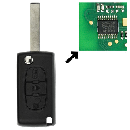 Funk Schlüssel Klappschlüssel 434MHZ FSK +Transponder ID46 PCF7941 +Rohling HU83 3 Tasten kompatibel mit Citroen C4 (Grand) Picasso I 2010-2013 C5 III (Break) 2008-2013 Autoschlüssel