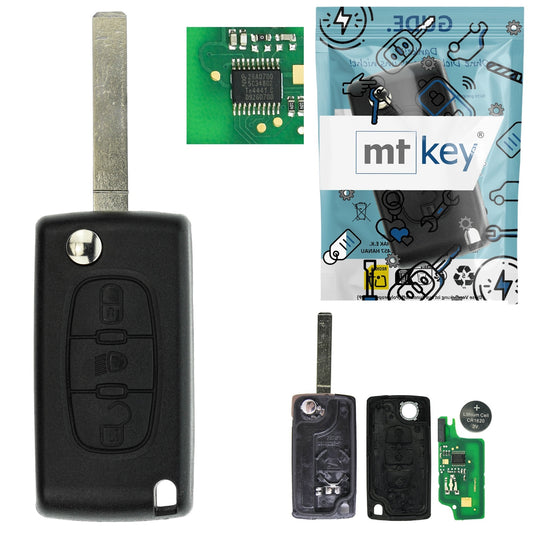 Funk Schlüssel Klappschlüssel 434MHZ FSK +Transponder ID46 PCF7941 +Rohling VA2 VA6 3 Tasten kompatibel mit Citroen C4 (Grand) Picasso I 2010-2013 C5 III (Break) 2008-2013 Autoschlüssel