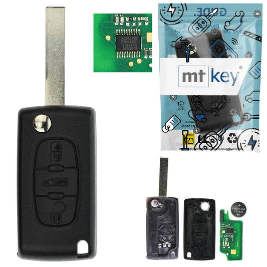 Funk Schlüssel Klappschlüssel 434MHZ FSK ID46 PCF7941 +Rohling HU83 3 Tasten Autoschlüssel kompatibel mit Citroen C4 (Grand) Picasso I C5 III Break Peugeot 207 CC SW 308 CC SW I Expert II Partner II