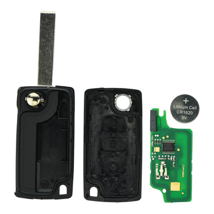 Funk Schlüssel Klappschlüssel 434MHZ FSK ID46 PCF7941 +Rohling HU83 3 Tasten Autoschlüssel kompatibel mit Citroen C4 (Grand) Picasso I C5 III Break Peugeot 207 CC SW 308 CC SW I Expert II Partner II