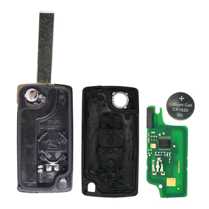 Funk Schlüssel Klappschlüssel 434MHZ FSK ID46 PCF7941 +Rohling HU83 3 Tasten Autoschlüssel kompatibel mit Citroen C4 (Grand) Picasso I C5 III Break Peugeot 207 CC SW 308 CC SW I Expert II Partner II