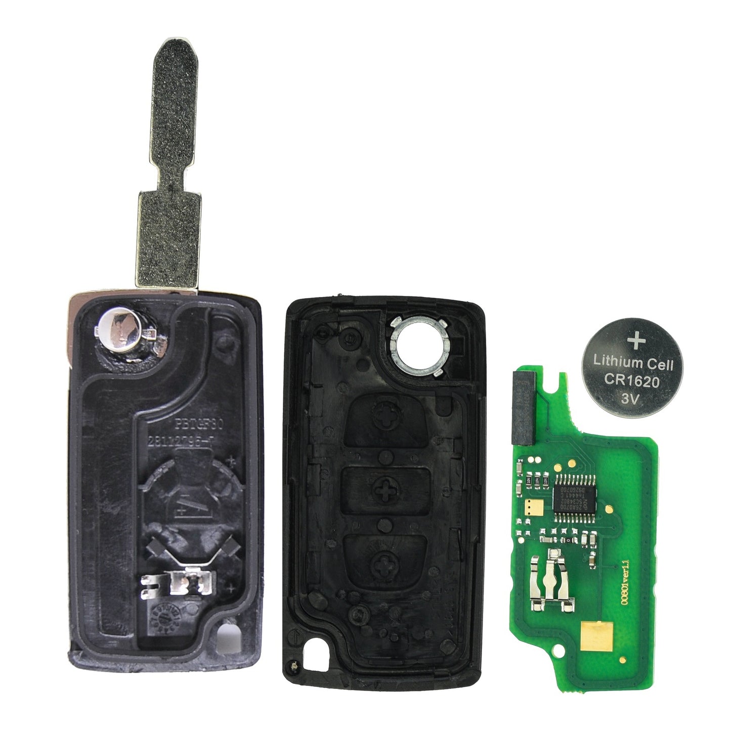 Funk Schlüssel Klappschlüssel 434MHZ FSK +Transponder ID46 PCF7941 +Rohling NE78 3 Tasten kompatibel mit Peugeot 207 CC 09-13 Partner II 08-18