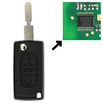 Funk Schlüssel Klappschlüssel 434MHZ FSK +Transponder ID46 PCF7941 +Rohling NE78 3 Tasten kompatibel mit Peugeot 207 CC 09-13 Partner II 08-18