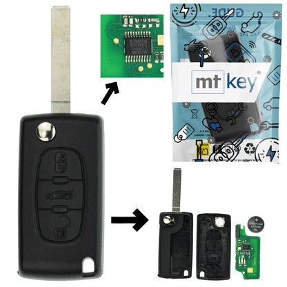 Funk Schlüssel Klappschlüssel 434MHZ FSK ID46 PCF7941 +Rohling VA2 VA6 3 Tasten kompatibel mit Citroen C4 (Grand) Picasso I C5 III Break Peugeot 207 CC SW 308 CC SW I Expert II Partner II RCZ