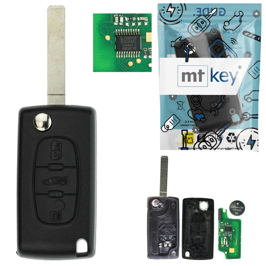 Funk Schlüssel Klappschlüssel 434MHZ FSK ID46 PCF7941 +Rohling VA2 VA6 3 Tasten kompatibel mit Citroen C4 (Grand) Picasso I C5 III Break Peugeot 207 CC SW 308 CC SW I Expert II Partner II RCZ
