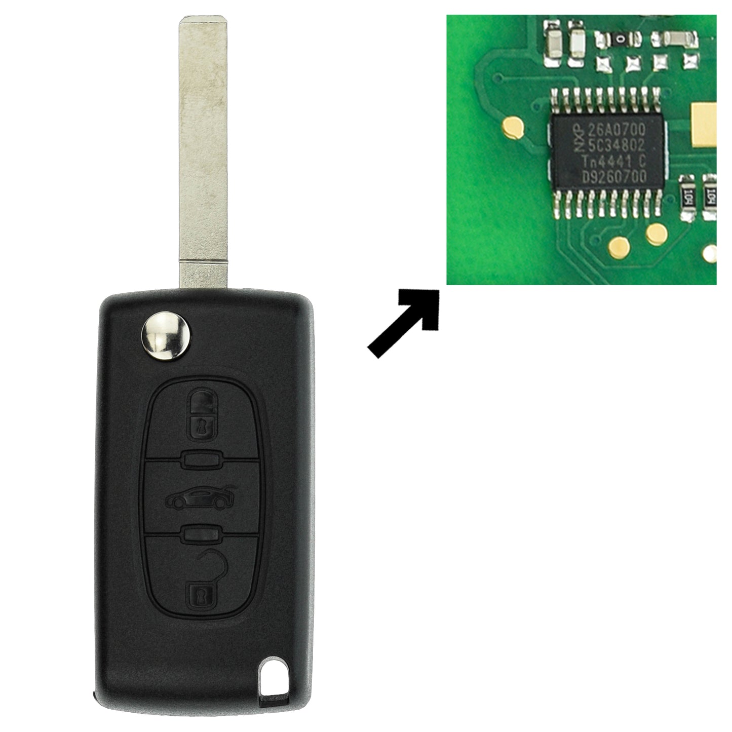 Funk Schlüssel Klappschlüssel 434MHZ FSK ID46 PCF7941 +Rohling VA2 VA6 3 Tasten kompatibel mit Citroen C4 (Grand) Picasso I C5 III Break Peugeot 207 CC SW 308 CC SW I Expert II Partner II RCZ