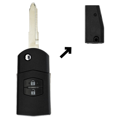 Funk Schlüssel Fernbedienung Sender 434MHZ +Transponder 4D63 +Rohling 2 Tasten kompatibel mit Mazda 5 CR 05-10 5 CW 10-18 Autoschlüssel