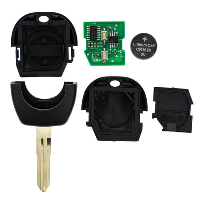 Funk Schlüssel Zündschlüssel 434MHZ +Transponder ID 4D60 +Rohling NSN11 2 Tasten kompatibel mit Nissan Micra II K11 00-03 Terrano II R20 02-06 Serena C23 00-02 Autoschlüssel