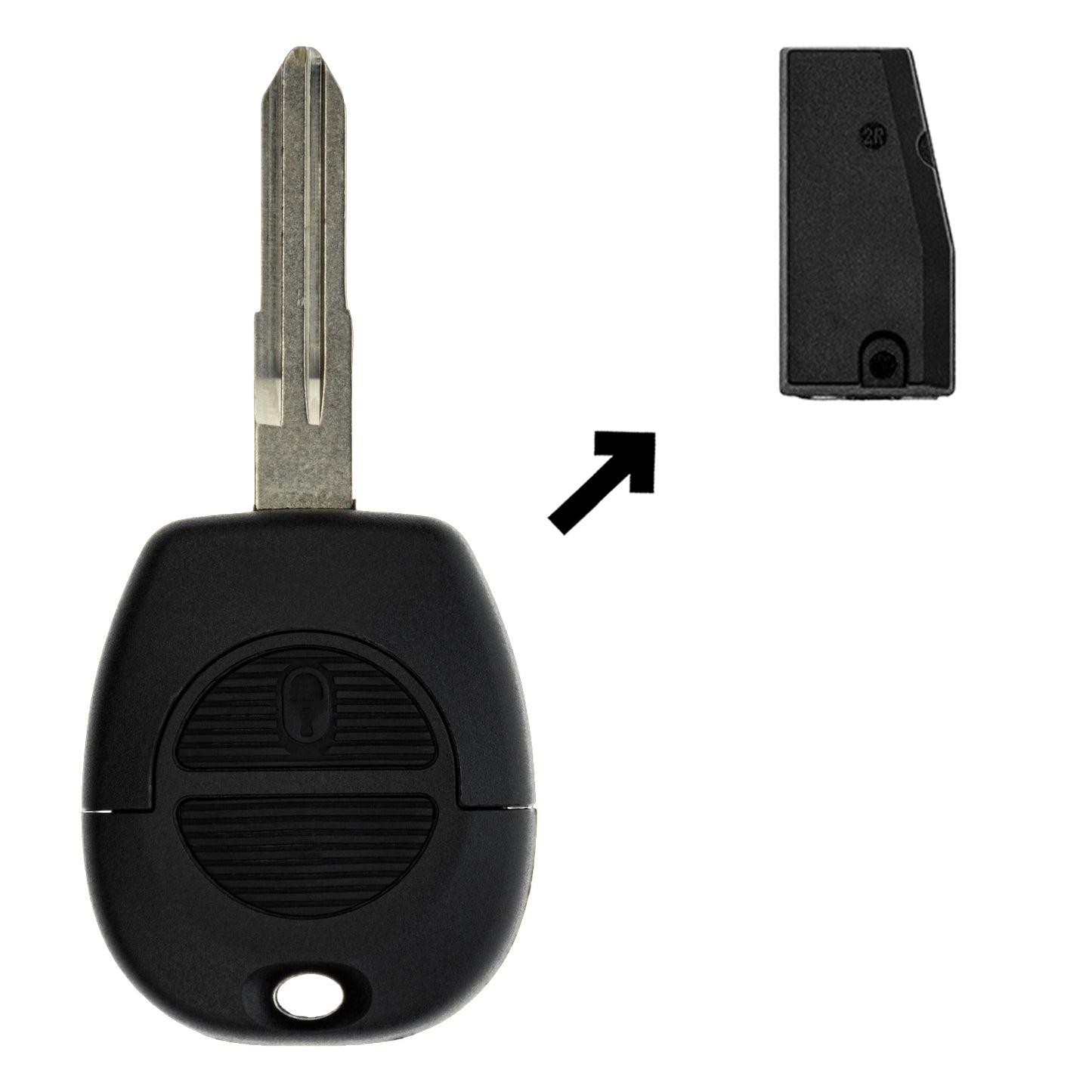 Funk Schlüssel Zündschlüssel 434MHZ +Transponder ID 4D60 +Rohling NSN11 2 Tasten kompatibel mit Nissan Micra II K11 00-03 Terrano II R20 02-06 Serena C23 00-02 Autoschlüssel