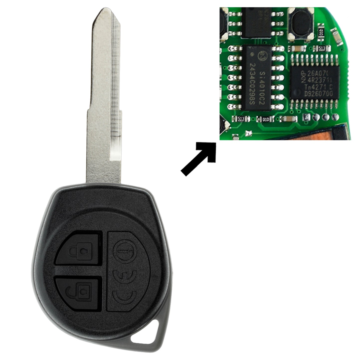 Funk Schlüssel Zündschlüssel 434MHZ FSK +Transponder ID47 PCF7961 PCF7952 +Rohling HU133R 2 Tasten kompatibel mit Suzuki Swift V VI FZ NZ RZ AZ 15-20 SX4 I 13-15 Ignis III MF 16-22 Autoschlüssel