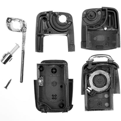 Auto Schlüssel Funk Fernbedienung 2X Gehäuse 2 Tasten + 2X Rohling HAA + 2X CR2032 Batterie kompatibel mit VW SEAT Skoda