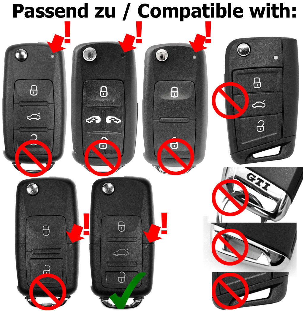 Repair Reparatur Satz Auto Schlüssel Austausch Gehäuse mit 3 Tasten + Batterie kompatibel mit VW Polo 9N Bettle 9C Passat B5 EOS 1F Touran 1T