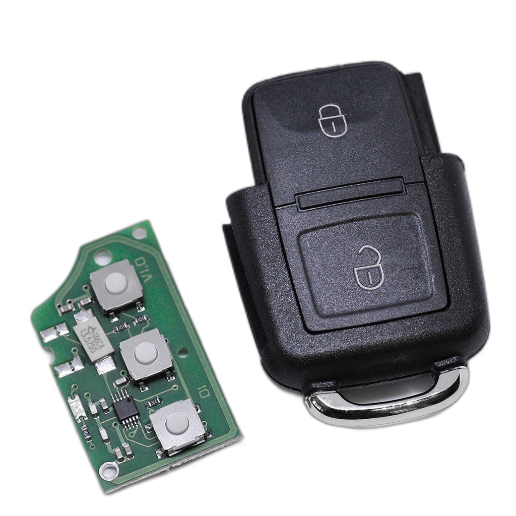 Auto Schlüssel Funk Fernbedienung 1x Gehäuse + 1x 433,9 MHz Sender Sendeeinheit 1J0959753CT + 1x Batterie kompatibel mit VW SEAT SKODA