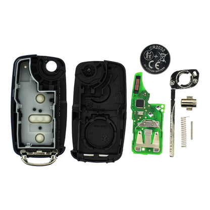 Funk Schlüssel Klappschlüssel 434MHZ ASK +Transponder Megamos AES +Rohling HU66 2 Tasten kompatibel mit VW Caddy IV SA 17-19 Transporter Bus T6 16-18 Amarok I 2H 16-18 Autoschlüssel
