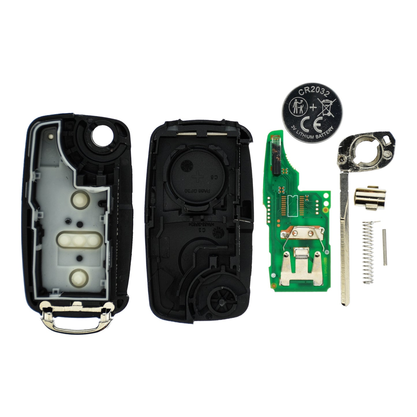Funk Schlüssel Klappschlüssel 434MHZ ASK +Transponder ID48 +Rohling HU66 3 Tasten kompatibel mit Seat Altea 5P Ibiza 6J Leon 1P Mii KF1 Autoschlüssel