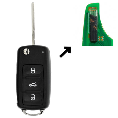 Funk Schlüssel Klappschlüssel 434MHZ ASK +Transponder ID48 +Rohling HU66 3 Tasten kompatibel mit Seat Altea 5P Ibiza 6J Leon 1P Mii KF1 Autoschlüssel