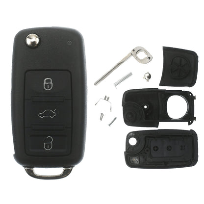 Auto Schlüssel Funk Fernbedienung 1x Gehäuse 3 Tasten + 1x Rohling kompatibel mit VW Tuareg 7L bis 2010