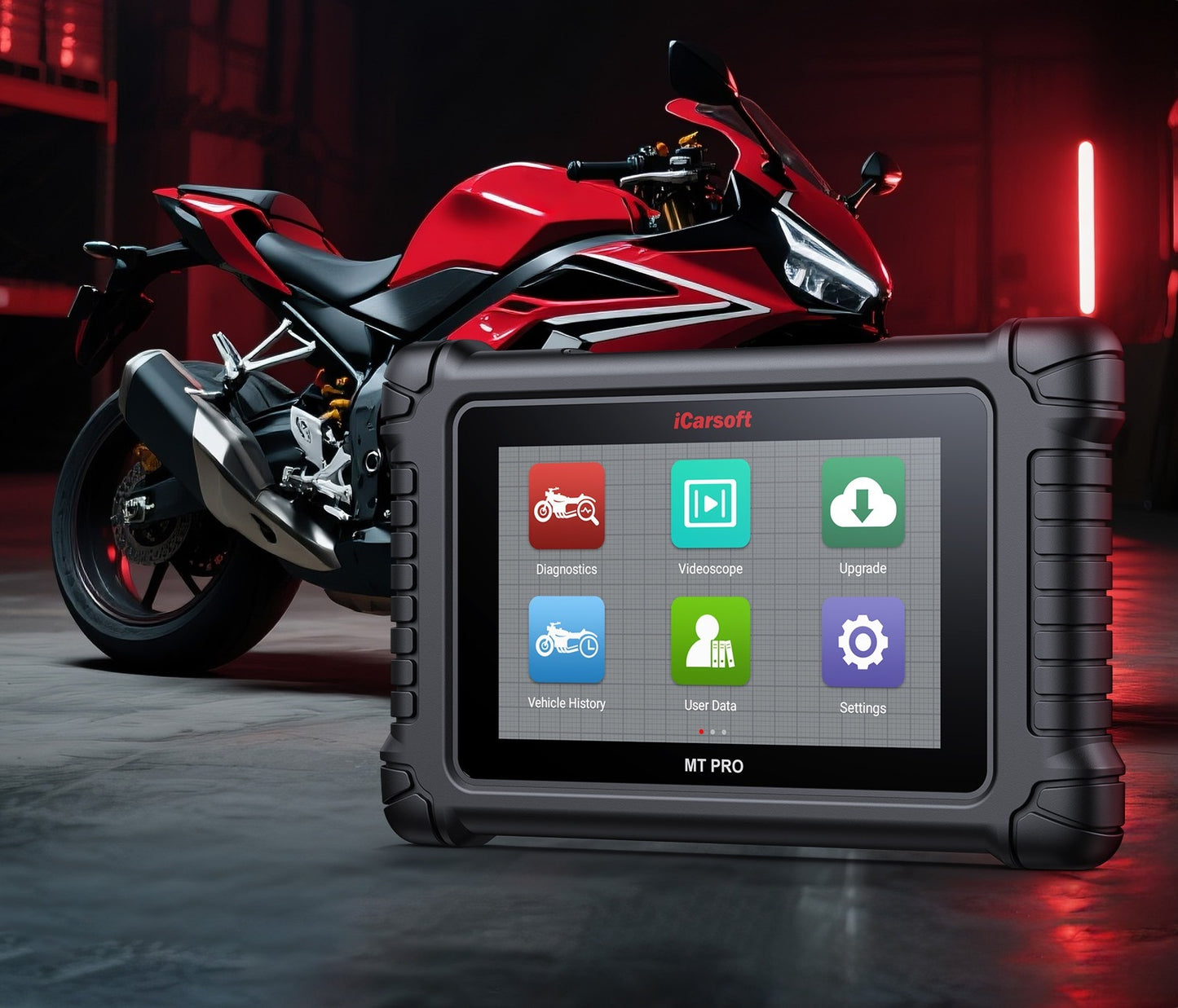 iCarsoft OBD2 Universal Motorrad Diagnosegerät Scanner MT Pro kompatibel mit Honda BMW Yamaha Suzuki KTM Harley uvm. inkl. Adapter & Updates