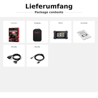 iCarsoft MB V4.0 OBD2 Diagnosegerät kompatibel mit Mercedes Benz Smart Sprinter inkl. 2 weitere Marken GRATIS, CAN-FD, Service-Reset inkl. Updates