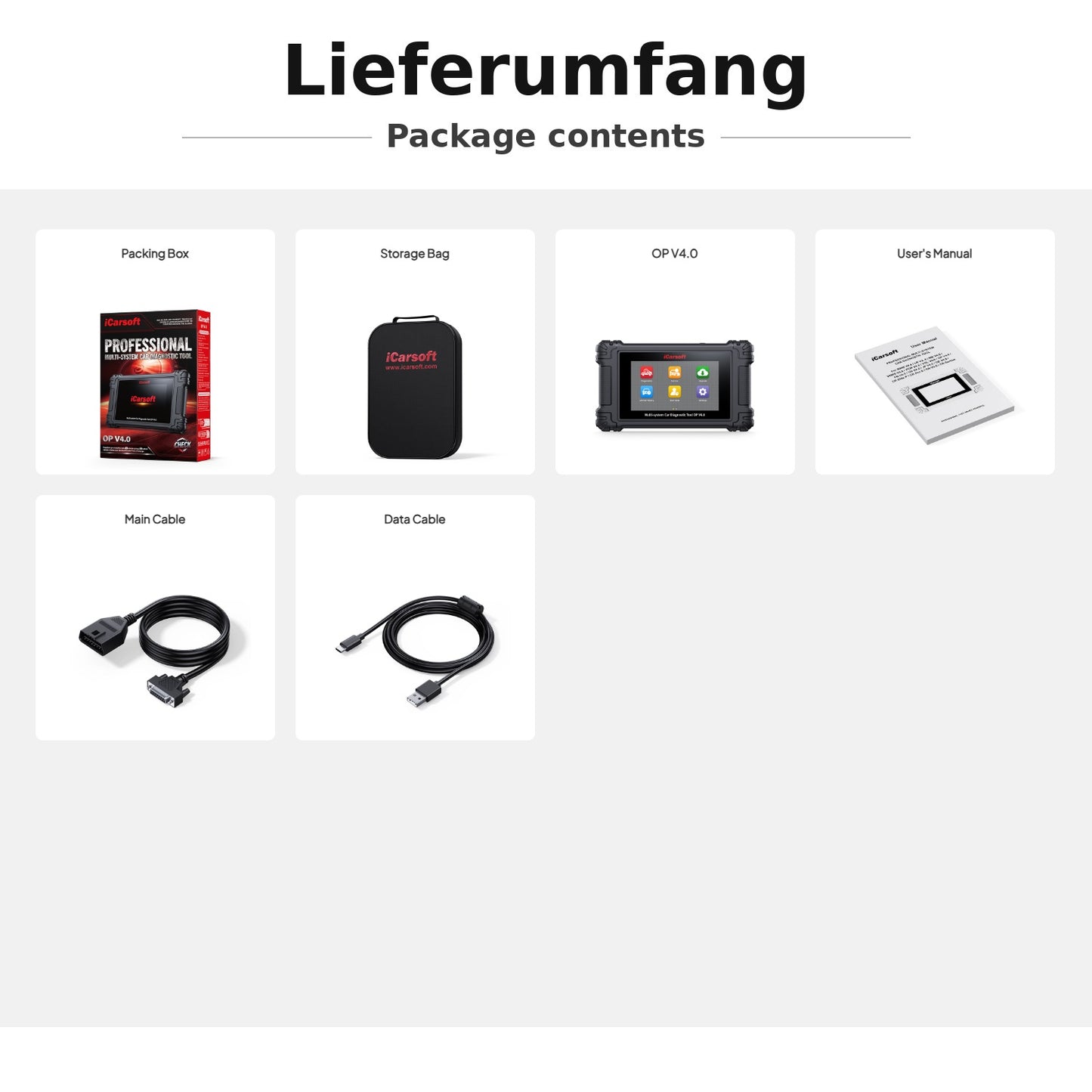 iCarsoft OP V4.0 OBD2 Diagnosegerät kompatibel mit Opel Vauxhall inkl. 2 weitere Marken GRATIS, CAN-FD, DoIP, Service-Reset inkl. kostenlose Updates