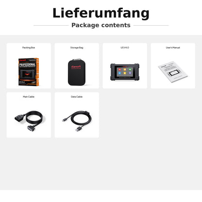 iCarsoft US V4.0 OBD2 Diagnosegerät kompatibel mit Ford GM Chrysler & US-Modelle – Profi-Scanner mit CAN-FD, DoIP, Service-Reset inkl. Updates