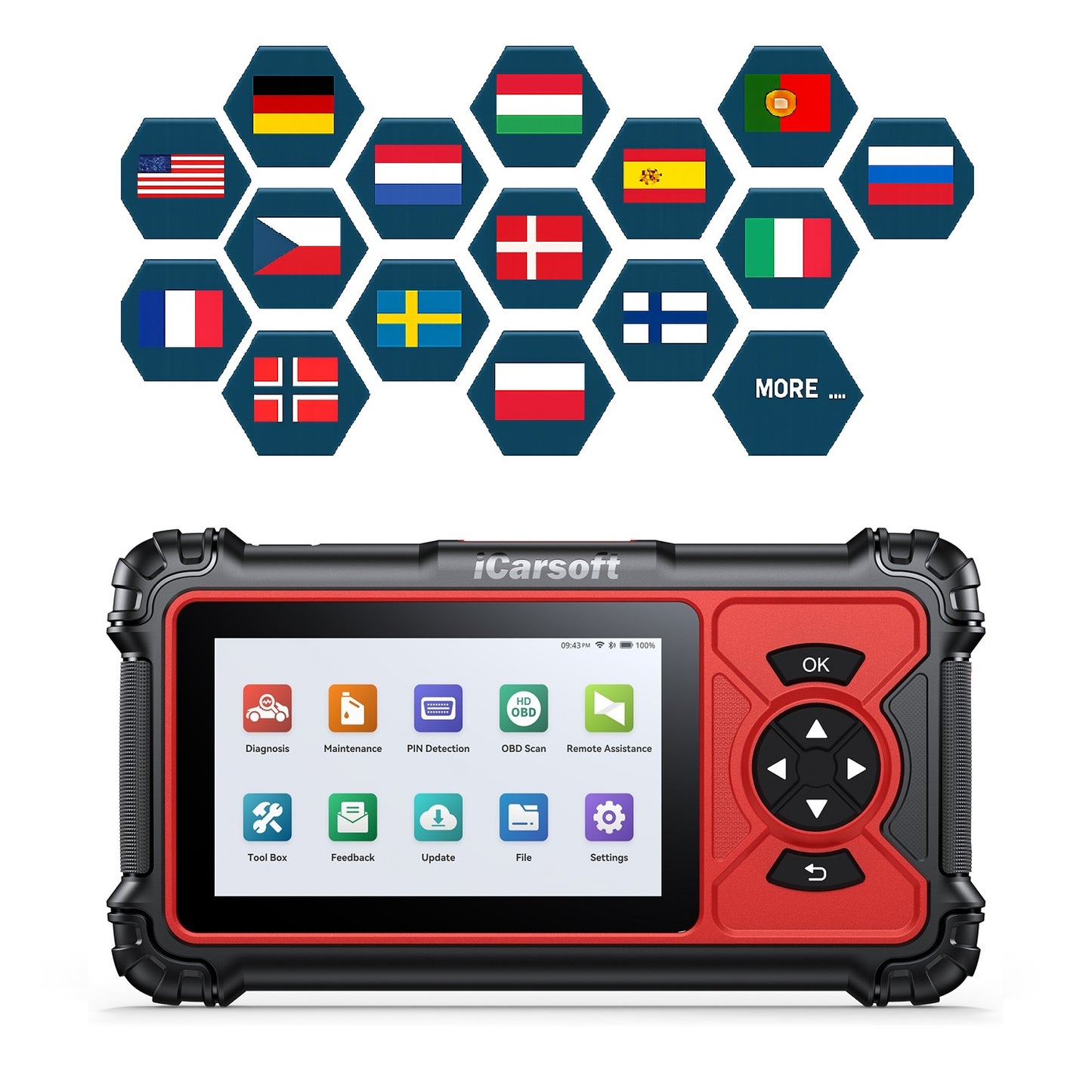 iCarsoft HD V4.0 Professionelles OBD Fehler Diagnosegerät kompatibel mit LKW Transporter Nutzfahrzeuge Bus DAF MAN Scania Iveco Mercedes Benz Volva uvm