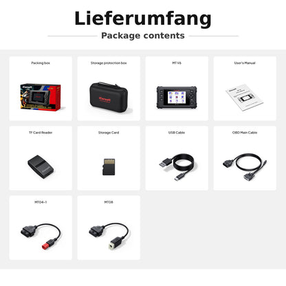 OBD2 Diagnosegerät Scanner iCarsoft MT V6 kompatibel mit Honda Motorräder inkl. Adapter & kostenlose Updates