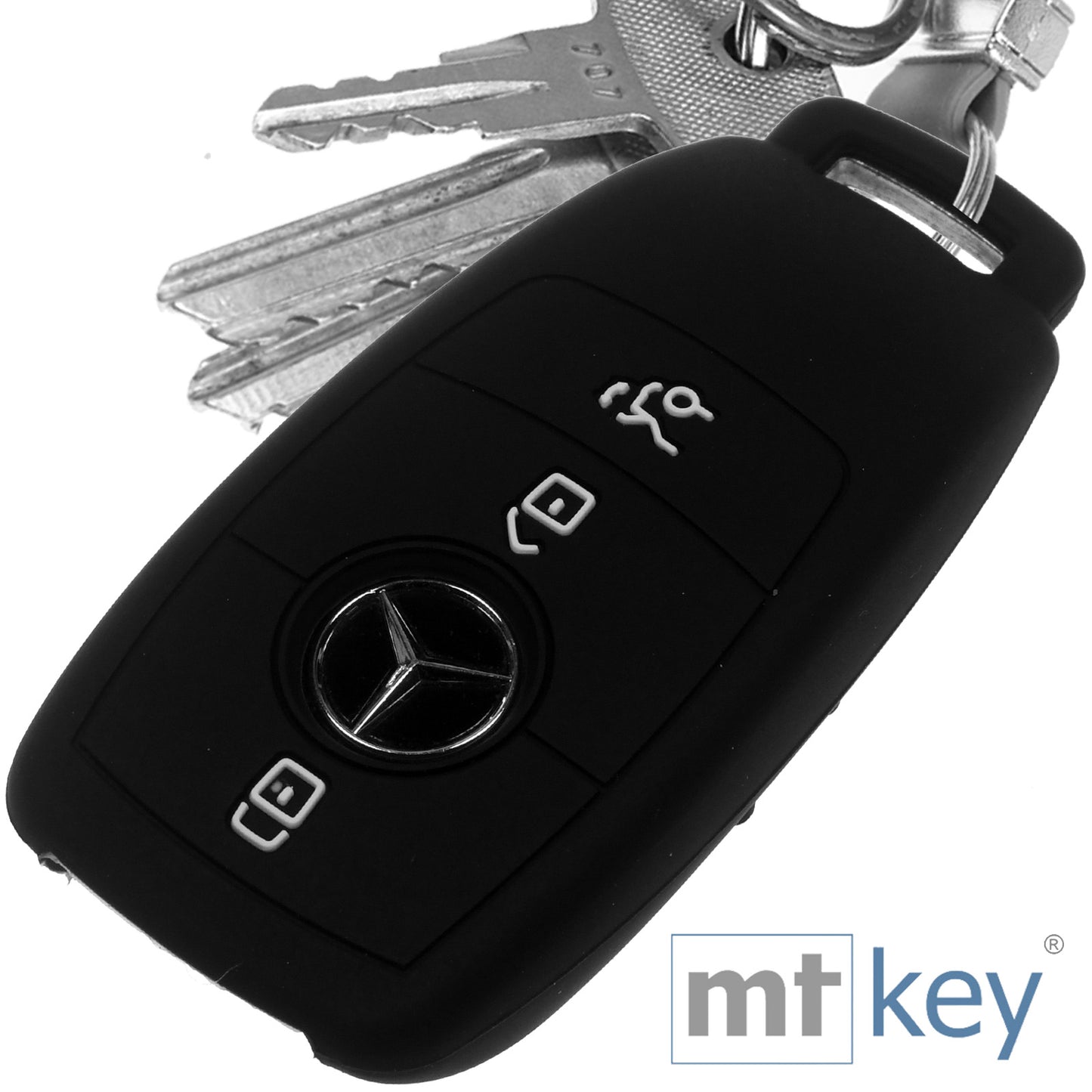 Auto Schlüssel Silikon Schutz Hülle Schwarz kompatibel mit Mercedes Benz E-Klasse W213 3 Tasten KEYLESS SMARTKEY