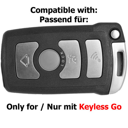 Auto Schlüssel Silikon Schutz Hülle Schwarz kompatibel mit BMW 7er E65 E66 01-05 4 Tasten KEYLESS SMARTKEY