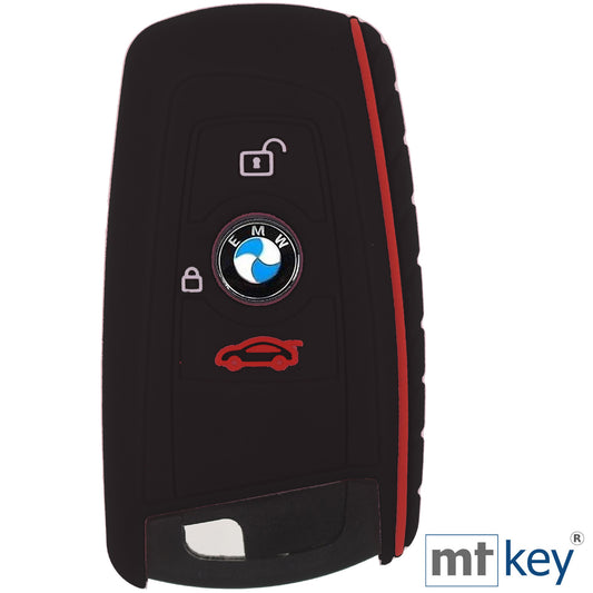 Auto Schlüssel Silikon Schutz Hülle Schwarz kompatibel mit BMW F20 F21 F22 F23 F30 F31 F34 F32 F26 F25 F33 3 Tasten KEYLESS SMARTKEY