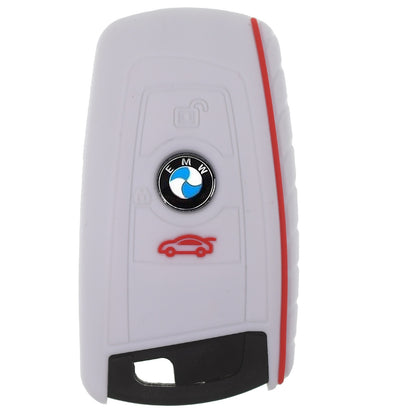 Auto Schlüssel Silikon Schutz Hülle Weiß kompatibel mit BMW F20 F21 F22 F23 F30 F31 F34 F32 F26 F25 F33 3 Tasten KEYLESS SMARTKEY