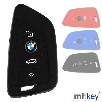 Auto Schlüssel Silikon Schutz Hülle Schwarz kompatibel mit BMW X5 F15 X6 F16 2er F45 F46 X1 F48 3 Tasten KEYLESS SMARTKEY