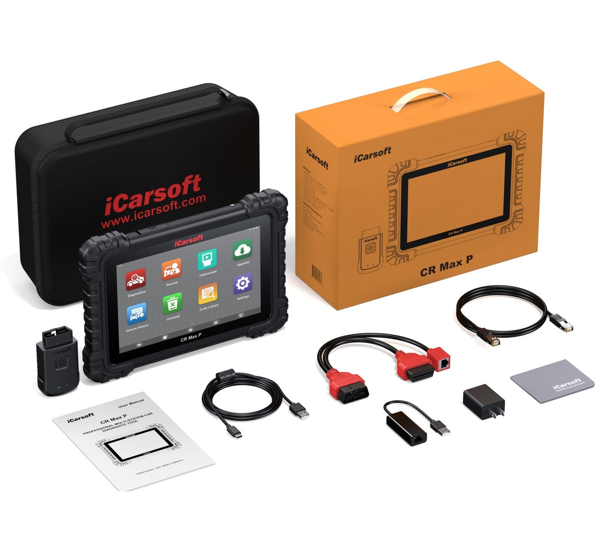 iCarsoft CR Max P OBD2 Diagnosegerät für 58+ Marken, 10" Touchscreen, ECU Coding, CAN-FD & DoIP, 50 Servicefunktionen inkl. Updates