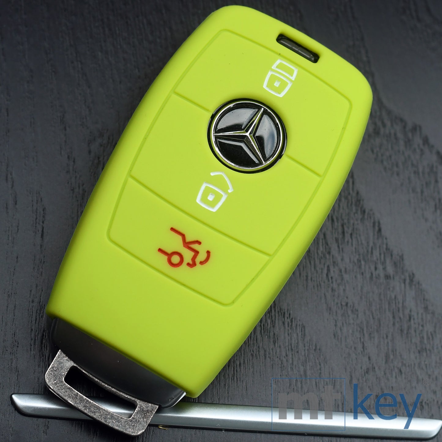 Auto Schlüssel Hülle Silikon Schutz Cover Apfelgrün kompatibel mit Mercedes Benz E-Klasse W213 S213 C238 A238 3 Tasten KEYLESS SMARTKEY