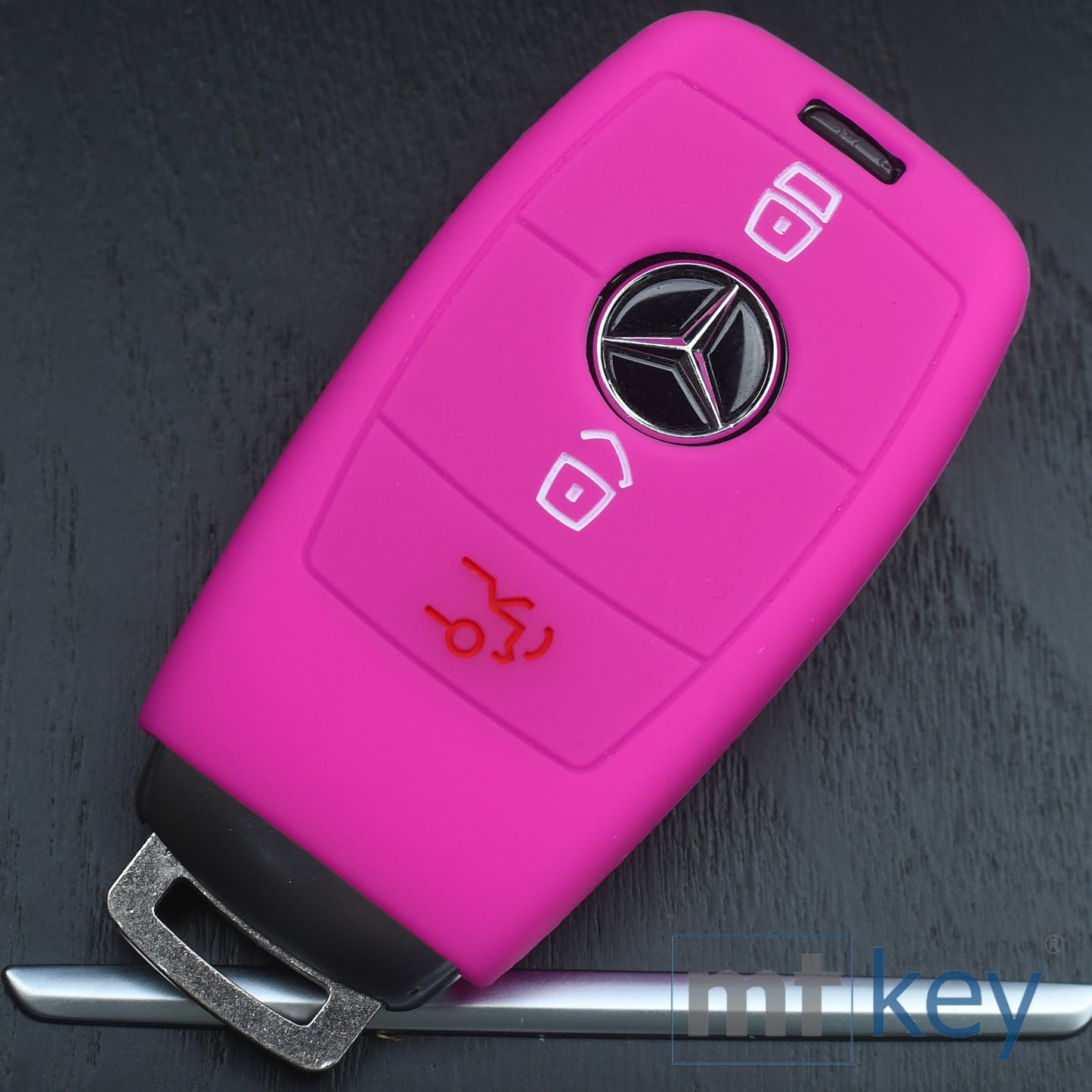 Auto Schlüssel Hülle Silikon Schutz Cover Pink kompatibel mit Mercedes Benz E-Klasse W213 S213 C238 A238 3 Tasten KEYLESS SMARTKEY