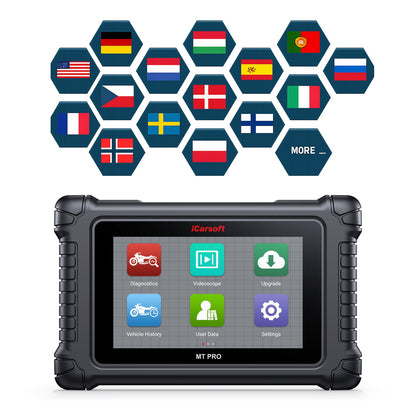 iCarsoft OBD2 Universal Motorrad Diagnosegerät Scanner MT Pro kompatibel mit Honda BMW Yamaha Suzuki KTM Harley uvm. inkl. Adapter & Updates