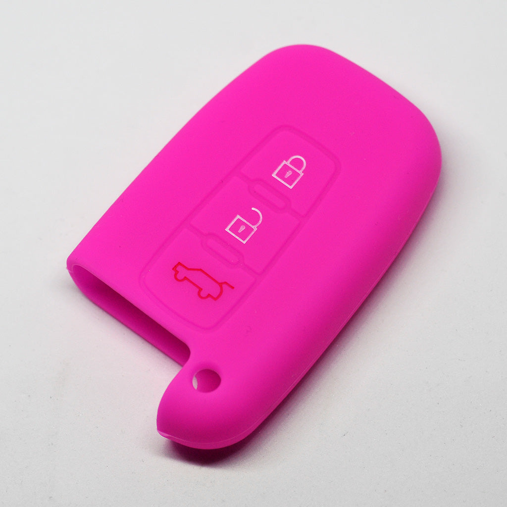 Auto Schlüssel Hülle Silikon Schutz Cover Pink kompatibel mit Hyundai Genesis Sonata KIA Optima Sportage 3 Tasten KEYLESS SMARTKEY