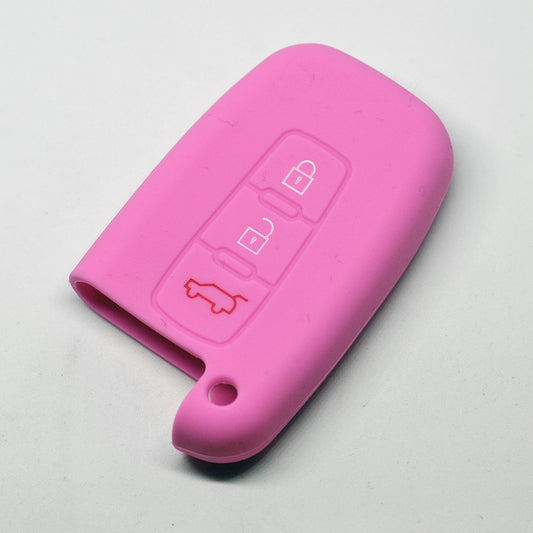 Auto Schlüssel Hülle Silikon Schutz Cover Rosa kompatibel mit Hyundai Genesis Sonata KIA Optima Sportage 3 Tasten KEYLESS SMARTKEY