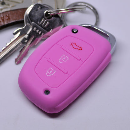 Auto Schlüssel Hülle Silikon Schutz Cover Rosa kompatibel mit Hyundai i10 i20 i40 ix25 ix35 Tucson Accent Ioniq Sonata Tucson Santa Fe 3 Tasten KEYLESS SMARTKEY