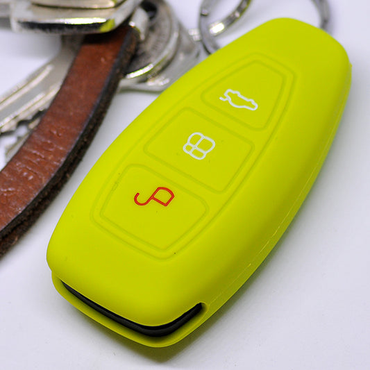 Auto Schlüssel Hülle Silikon Schutz Cover Apfelgrün kompatibel mit Ford C-Max S-Max B-Max Galaxy Focus Mondeo Fiesta Kuga 3 Tasten KEYLESS SMARTKEY