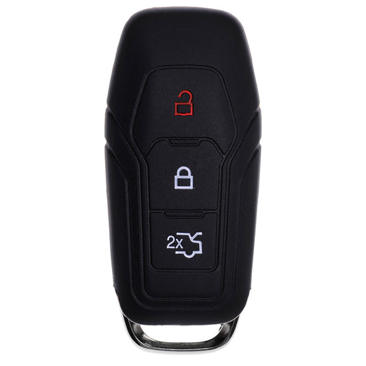 Auto Schlüssel Hülle Silikon Schutz Cover Schwarz kompatibel mit Ford Mustang Mondeo V Turnier Fiesta Focus Galaxy Kuga 3 Tasten KEYLESS SMARTKEY