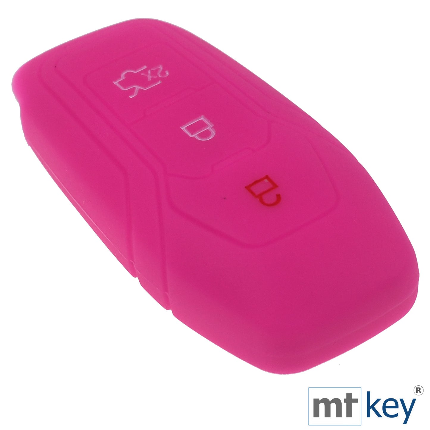 Auto Schlüssel Hülle Silikon Schutz Cover Pink kompatibel mit Ford Mustang Mondeo V Turnier Fiesta Focus Galaxy Kuga 3 Tasten KEYLESS SMARTKEY