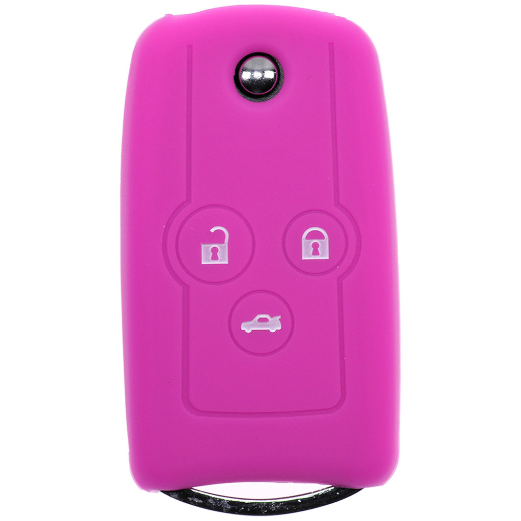 Auto Schlüssel Hülle Silikon Schutz Cover Pink kompatibel mit Honda Accord Jazz Civic CR-V 3 Tasten Klappschlüssel