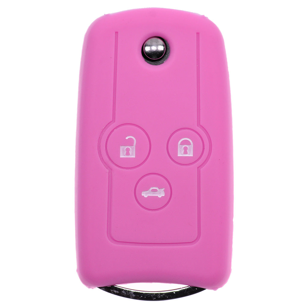 Auto Schlüssel Hülle Silikon Schutz Cover Rosa kompatibel mit Honda Accord Jazz Civic CR-V 3 Tasten Klappschlüssel